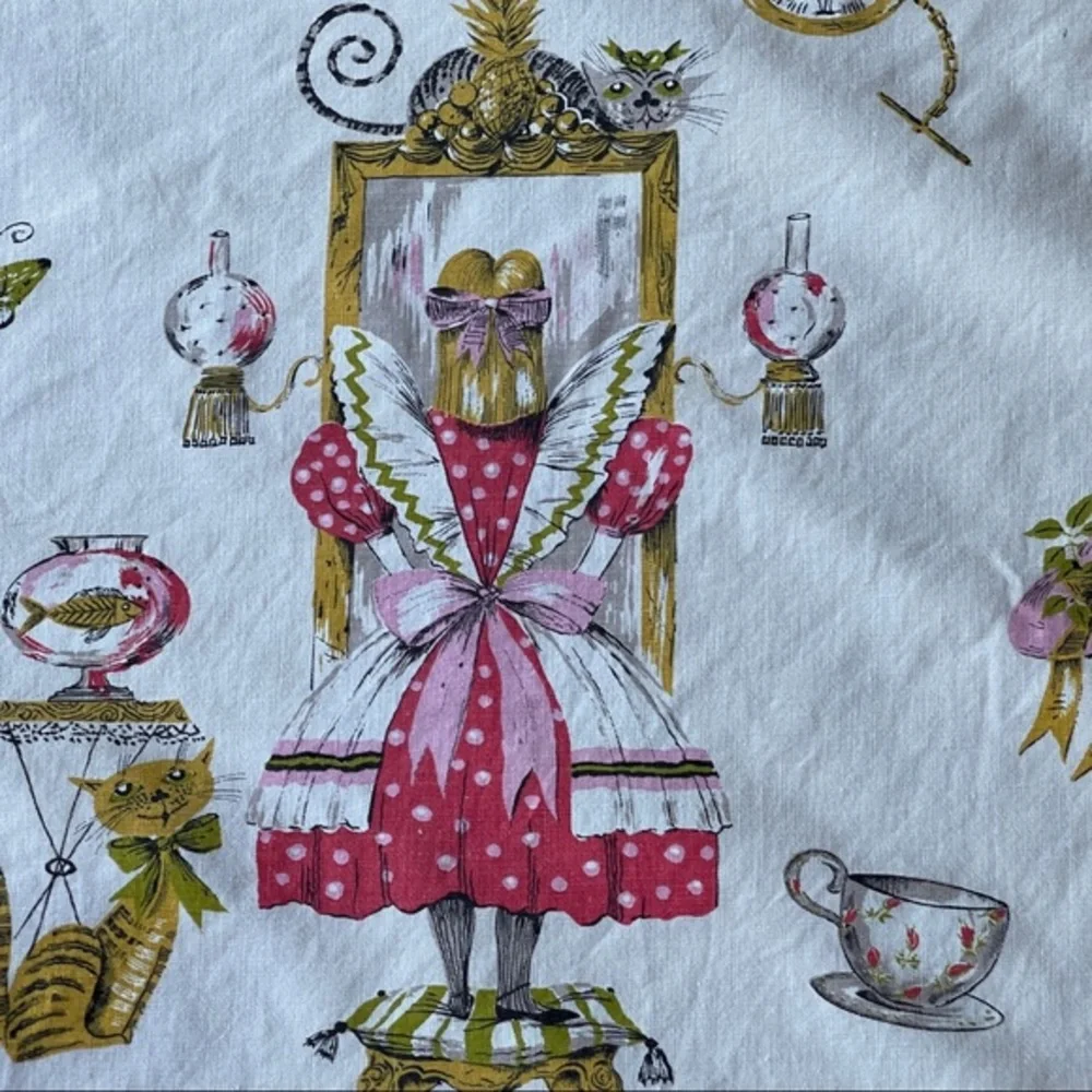 Vintage 60s Alice in Wonderland bedspread twin